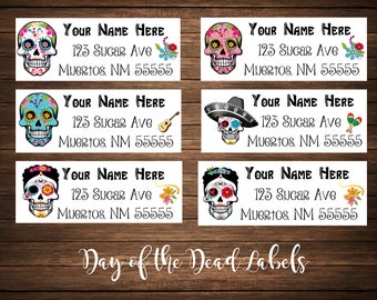 Day of the Dead / Dia de los Muertos / Sugar Skulls Address Labels, Mailing Labels