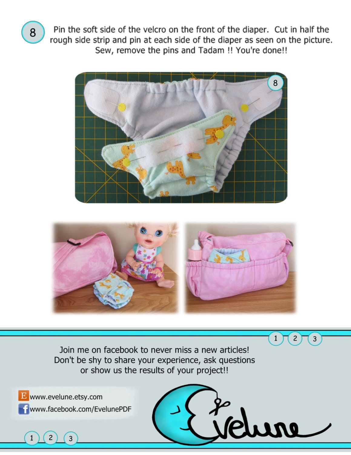 Baby doll diaper PDF/ English pattern / doll diaper / doll