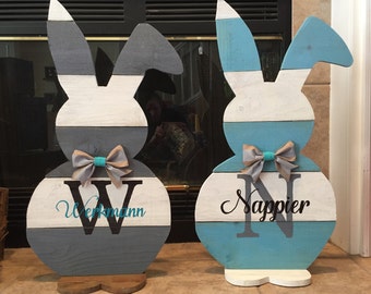 Easter decorations, Easter bunny , wood bunny, Easter sign, wood porch sign, monogram sign, Monogram Easter bunny, bunny ears sign, Easter