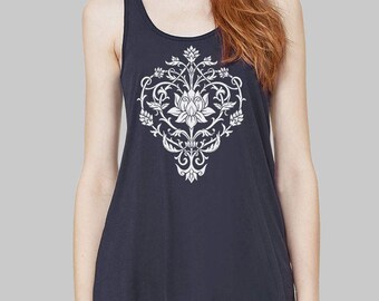Tank Top - Lotus Tank Top, Graphic Tank, Tank Tops, Floral, Graphic Tanks For Women, Bella Flowy Tank Top, Yoga Tank Top, Plus SIze