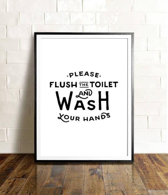 Flush sign Bathroom wall art PRINTABLE art Flush toilet