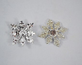 Rhinestone And Metal Snowflake Buttons, Rhinestone Crafting Button