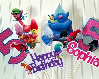Trolls Party Centerpiece Picks, Trolls Centerpieces, Trolls Party Picks, trolls party, Trolls Birthday supplies, Trolls party decor