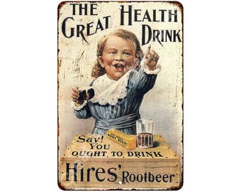 Hires Root Great Health Drink Vintage Look Reproduction Metal Sign 8 x 12 8120054