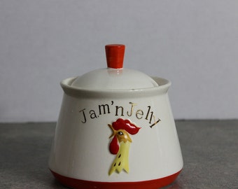 Vintage Kitchy Holt Howard Jam'n Jelly Rooster Jam Jar 1961