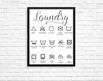 Printable Laundry Guide Cheat Sheet Wall Art Poster