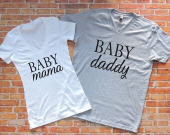 His and Hers Shirts. Baby Shower Gift. Baby Announcement. Couples Shirts. Baby Mama Shirt. Baby Daddy Shirt.