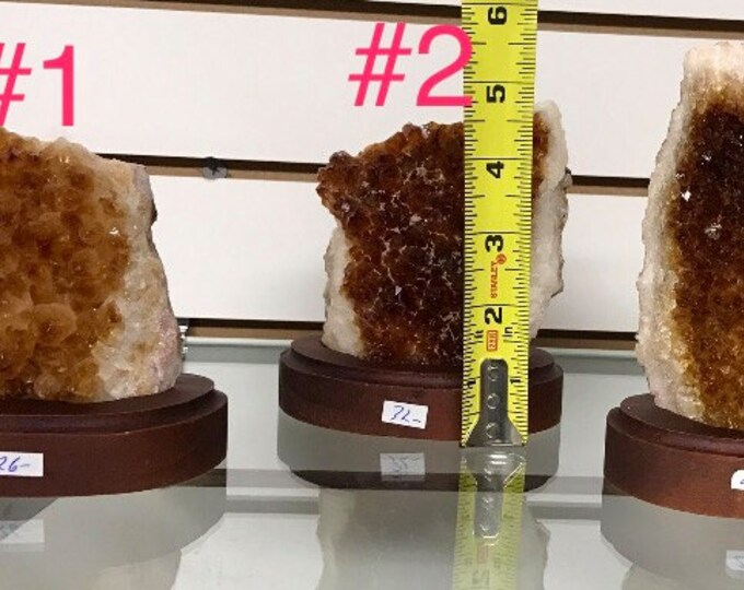 Citrine Cluster on Wood ase From Brazil- High Quality AAA GradeHealing Crystals \ Reiki \ Healing Stone \ Healing Stones \ Chakra \ Wealth