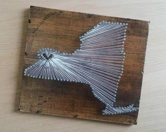 New York String Art, State string Art, New York Nail Art, Rustic Decor, custom sign, NY love, NY home, NY decor, 12x13