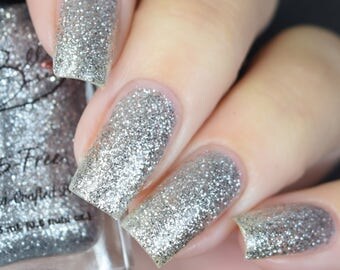 True Silver" Silver Glitter Nail Polish - Full size 15ml Bottle.