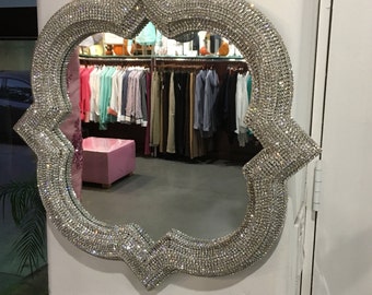 Rhinestone Wall Mirror mirror / 31 rhinestone mirror / wall mirror / bling Rhinestone Wall Mirror mirror / 31 rhinestone mirror / wall mirror / bling