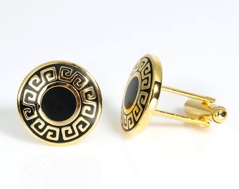 Cuff Links, Men's Stainless Cuff Links, 1 pair Gold Textured cuff links