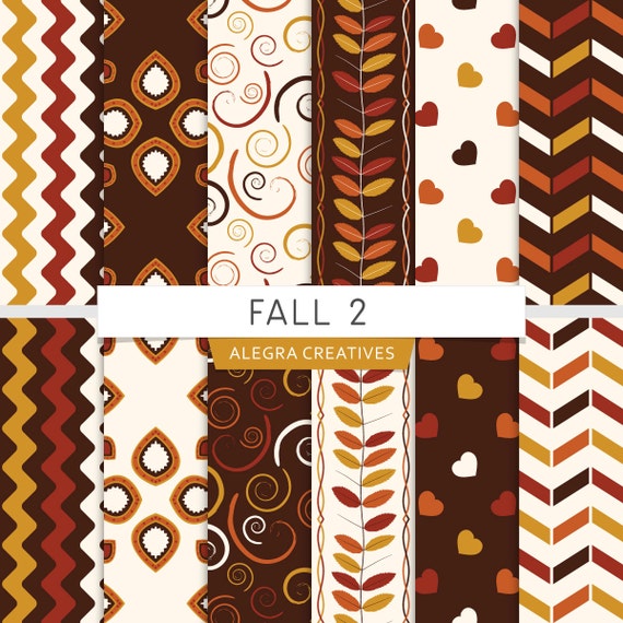 Fall digital paper 2 autumn scrapbook papers by AlegraCreatives