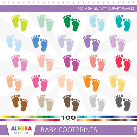 100 Baby Footprints clipart clip art set png by ...