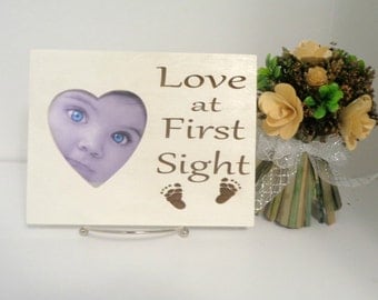 Love at First Sight Picture Frame, Ultrasound Frame, New Parents Gift, New Mom, New Dad, New Baby, Engraved