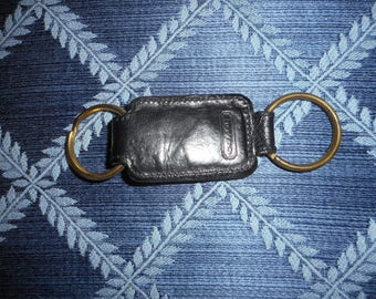 VINTAGE COACH BLACK Leather Key Chain 4.5"