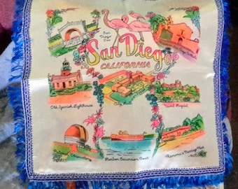 1950's San Diego souvenir pillow cover, in excellent condition
