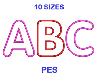 Applique Embroidery Font Set - 10 Size - PES Format Embroidery Alphabet - Embroidery Letters - Brother Machine Embroidery Designs Patterns