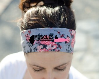 Workout Headband - Fitness Headband - Exercise Headband - Crossfit Headband - Muscles and Mascara Headband - Womens Workout Gear - Headband
