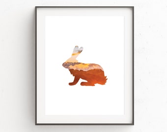 Rabbit Wall Print, Woodland Nursery Wall Prints, Rabbit Wall Art, Rabbit Print, Woodland Nursery, Minimalist Animal Wall Prints, Download