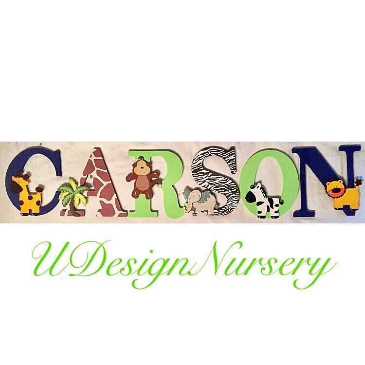 safari themed wooden wall letters nursery decor jungle