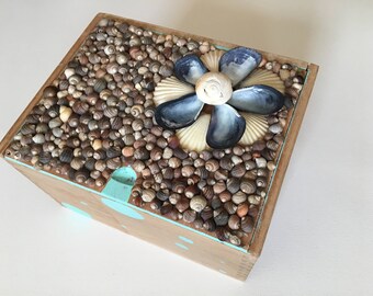 Shell Box - Decorated Cigar Box - Jewelry Box