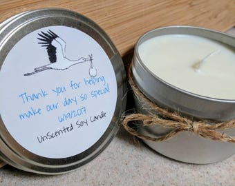Baby shower favor- Nurse gift- Party Favor - Personalized Gift - New Baby - Custom Thank you - It's a boy - 8 oz candle