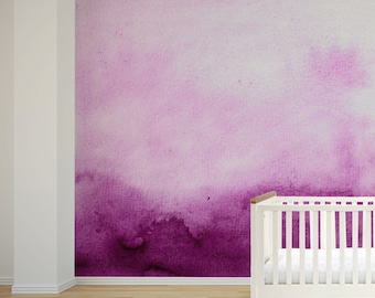 Nursery Wall Mural, Self Adhesive Fabric or Paste&Glue Wallpaper, Watercolour Home Decor