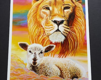 Lion and lamb | Etsy