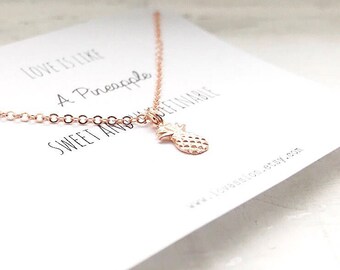 Tiny pineapple necklace, Tiny Rose Gold Pineapple Necklace, Rose Gold pineapple necklace, pineapple necklace, dainty pineapple necklace