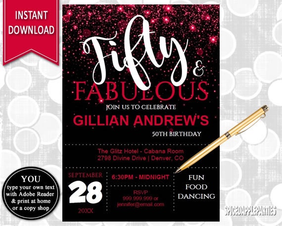 50Th Female Birthday Invitations 5