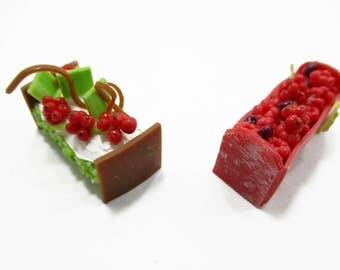 Dollhouse Miniatures Food 2 Mixed Log Roll Luxury Cake Supply Charms 13840