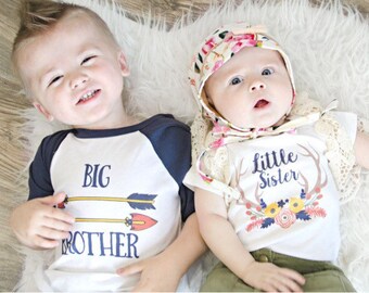 Big Brother Little Sister Shirts;Matching Sibling Shirts;Tribal Baseball Shirt;Pregnancy Announcement;Big Brother Shirt;Big Brother