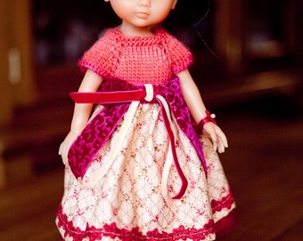 Robe élégante framboise & bordeaux + bracelet