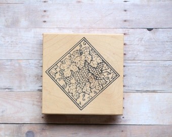 Vineyard Vines Grapes, Leaves, Square Floral Frame Border Collage Stamp/Border Floral Rubber Stamp Collage/Scrapbooking/Card Making Flowers