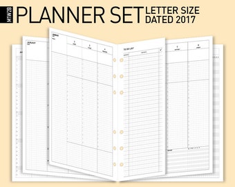 50% off Printable 2017 Planner Set/Letter size Mo2P+Wo2p Dated 2017, 12mth/2017 Planner Insert /2017 Monthly Weekly planner | Letter insert