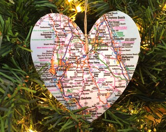 Florida Map Ornament, Florida Ornament, Florida Christmas Ornament, Florida Map Christmas Ornament, Orlando Map Ornament, Tampa Bay Ornament