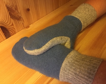 Upcycled Wool Mittens, Sweater Mittens, Fleece Lined Mittens