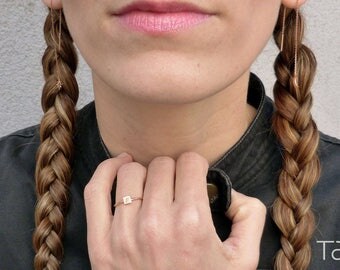 Square Gold Ring, Simple Square Ring,Gift For Girlfriend, Everyday Jewelry, Rose Gold Jewelry, Geometrical Design, 14k Solid Gold, Girl Gift