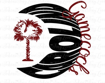 Gamecocks Palmetto Moon Design (.svg/.dxf/.eps/.pdf/.png)