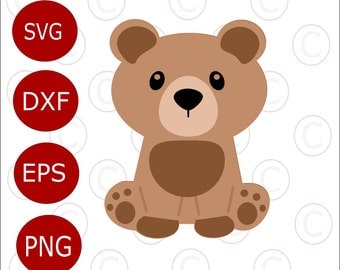 Baby Bear SVG Cut File, Cute baby woodland animal SVGs, Cut files for Silhouette and Cricut