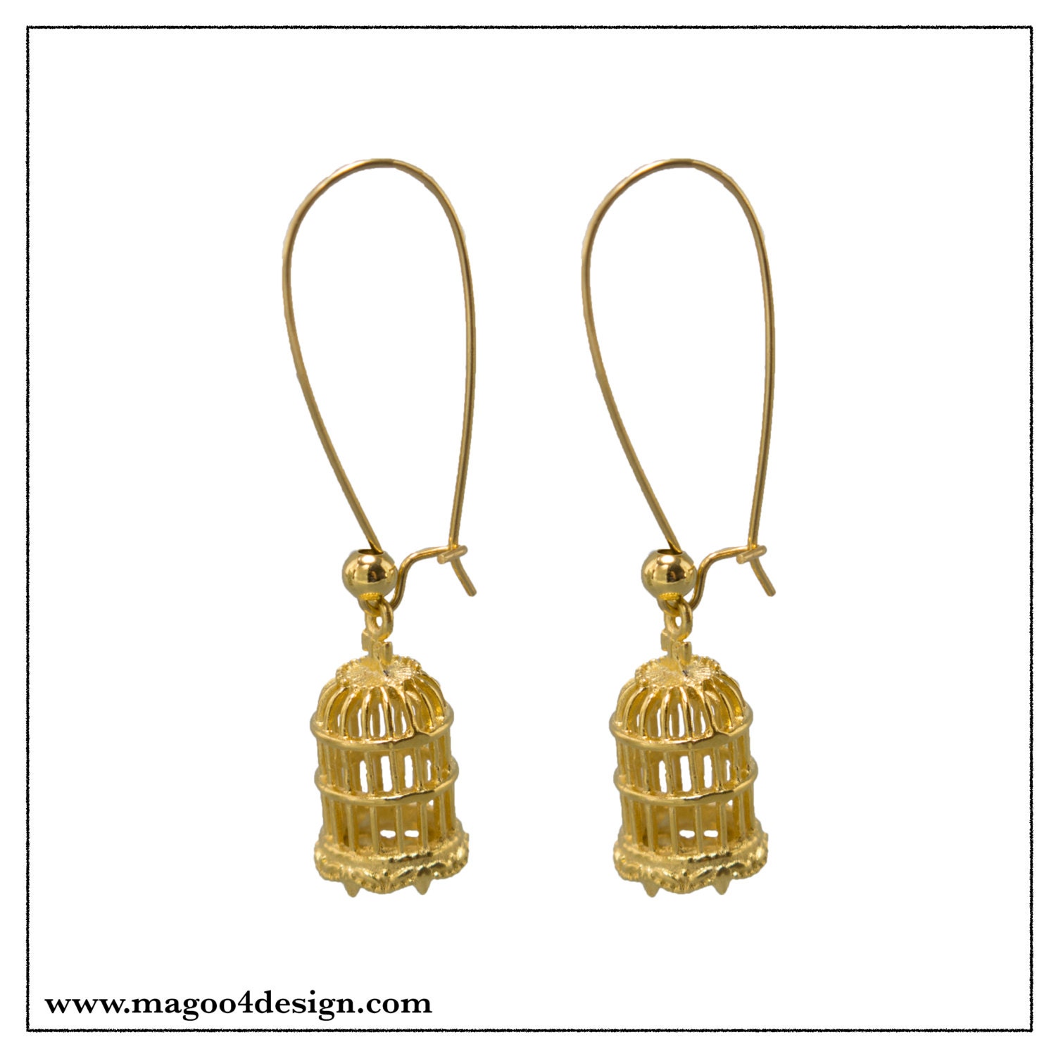 Bird Cage Earrings Gold Earrings Long Earrings Statement