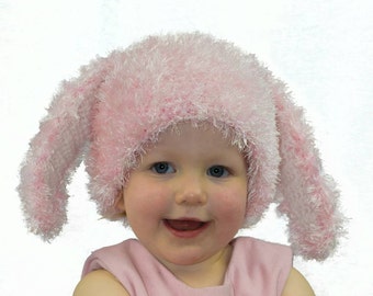 Crochet bunny hat, crochet fluffy bunny hat, crochet rabbit hat, long ears hat, photography prob, fluffy hat, winter hat, pink hat