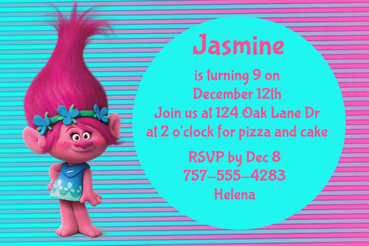 Trolls Movie Party Invitations Troll Birthday Princess