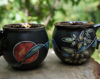 Pottery mug cup Ceramic cup Coffee mug set Bamboo mug Gift ideas for women birthday gifts for mom Ceramics and pottery Gourmet gift hostess