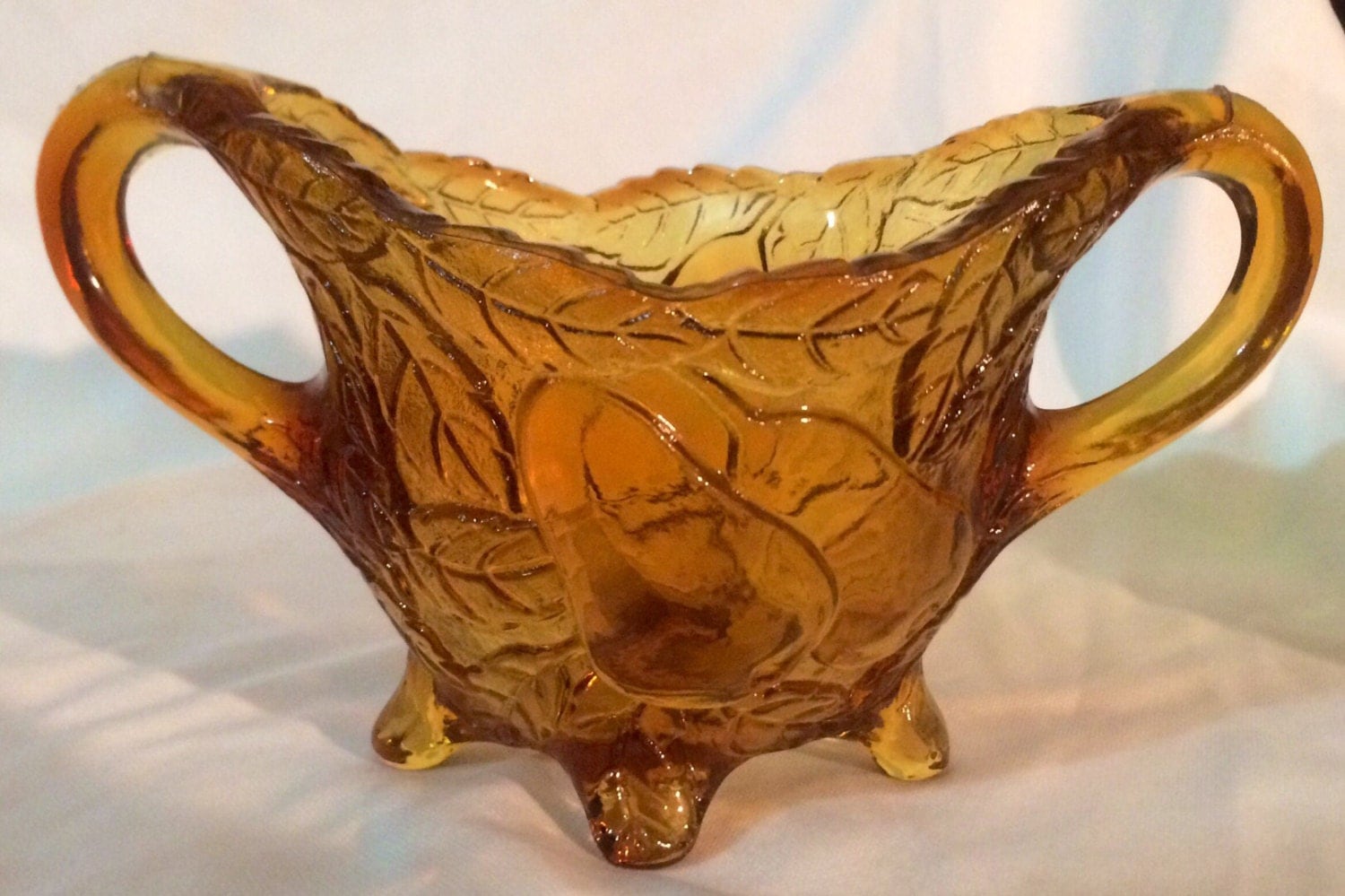 Indiana Glass Tiara Amber Sweet Pear/Avocado Pattern Vintage