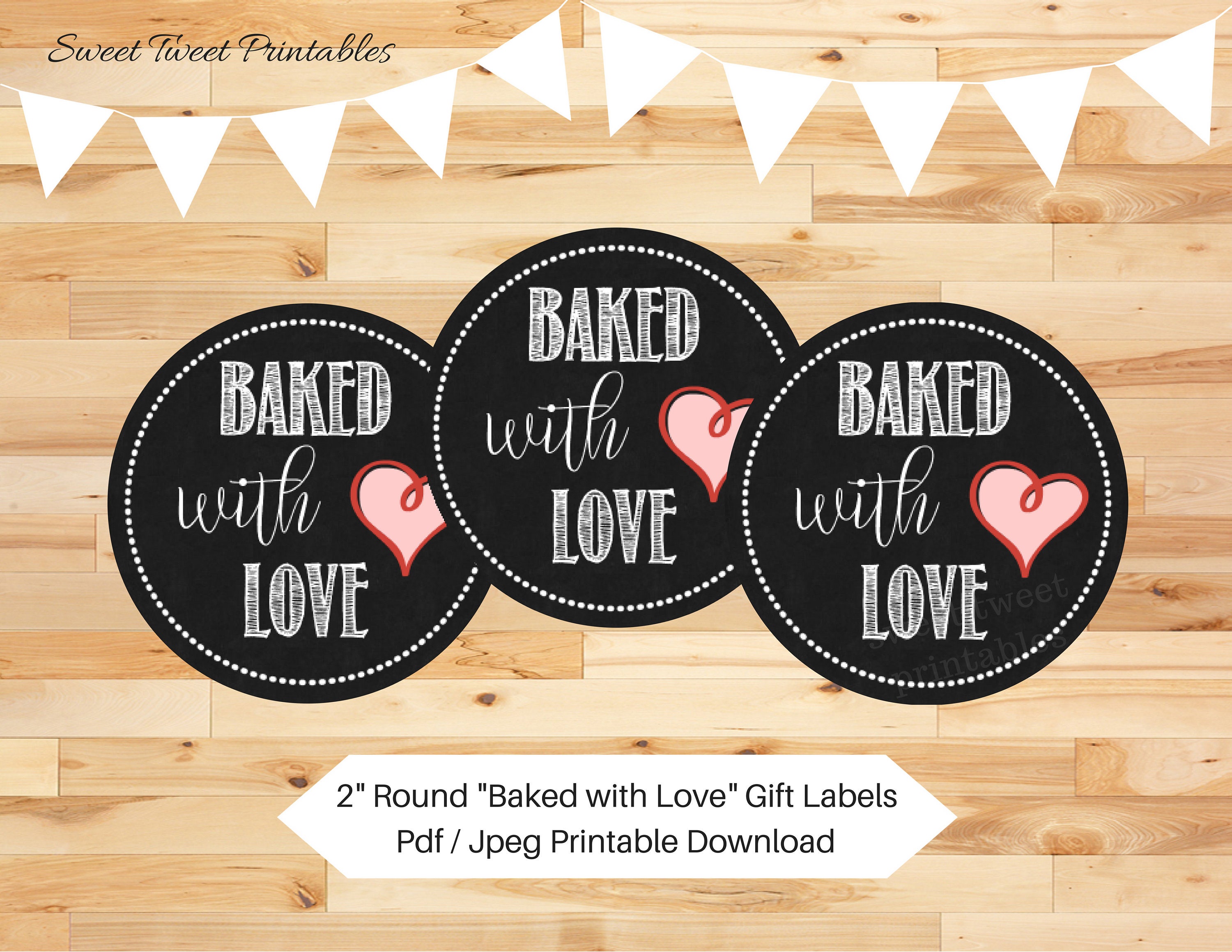 favor tags printable baked with love tag baked goods tag