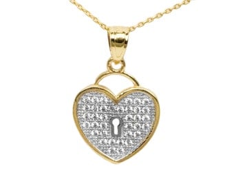 10k Yellow Gold Cubic Zirconia Heart Necklace