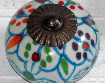 Set of 4, Decorative Ceramic Knobs, Pretty Garden, Ceramic Cabinet Knobs, Furniture Hardware, Housewarming Gift, Mothers Day