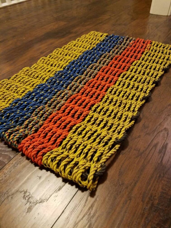 Custom Recycled Rainbow Lobster Rope Rug 34x21